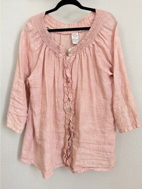 MATCH POINT | 100% Linen Button Down Top SZ XL